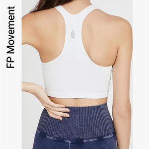 Women's Free People Movement White Ribbed Free Throw Crop Top Sports Bra Size M